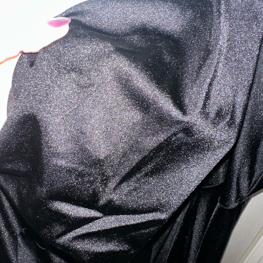 Black Satin Stretch Cowlneck Dress - Women - Picture 3 of 4